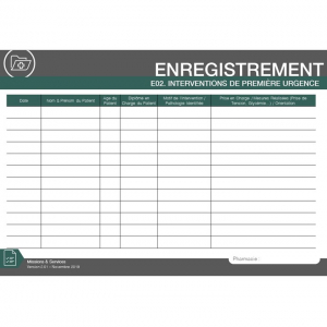 Registre des interventions de première urgence